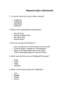 Hogwarts Quiz (Advanced)