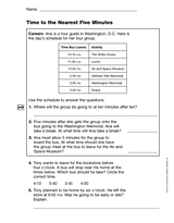 Time to Nearest Five Minutes (Gr. 3)