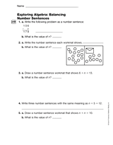 Exploring Algebra: Balancing Number Sentences (Gr. 4)