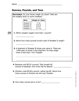 Ounces, Pounds, and Tons (Gr. 5)
