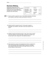 Tables and Graphs: Decision Making (Gr. 6)