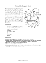 Using Solar Energy to Cook