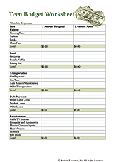 Student Budget Sheet