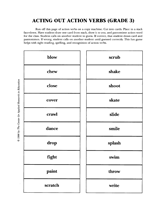 Acting Out Action Verbs (Grade 3)