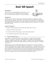 Book Talk Speech