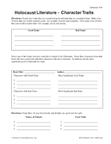 Holocaust Literature -- Character Traits