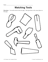 Tools Matching Worksheet Printable