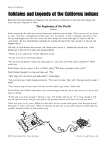 Folktales and Legends of the California Indians