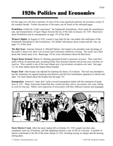 Politics and Economics of the 1920s