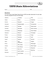 List State on Usps State Abbreviations Printable  Geography  2nd 5th Grade