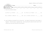 Math Warm-Up 239 for Gr. 5 & 6: Algebra, Patterns & Functions