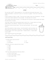 American History Reading Warm-Up: The Invention of Coca-Cola