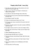 Wonders of the World Answer Key