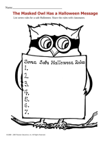 The Masked Owl Has a Halloween Message