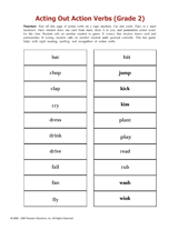 Acting Out Action Verbs (Grade 2)