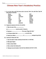 Chinese New Year Vocabulary Practice