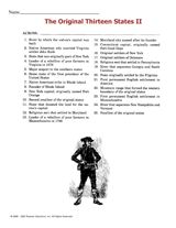 The Original Thirteen States Crossword Puzzle II
