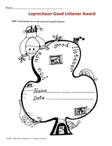 Leprechaun Good Listener Award - St. Patrick's Day Printable (K-4th ...