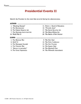 Presidential Events Crossword Puzzle II