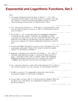 Exponential and Logarithmic Functions, Set 2