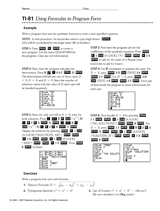 TI-81 Using Formulas in Program Form