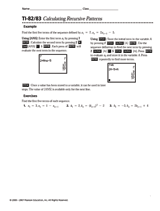 TI-82/83 Calculating Recursive Patterns