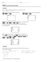 TI-81 Evaluating Formulas