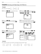 TI-82/83 Entering and Operating with Matrices