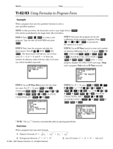 TI-82/83 Using Formulas in Program Form