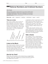 Rational Numbers and Irrational Numbers