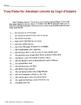 True/False for Abraham Lincoln by Ingri d'Aulaire