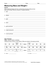 measuring weight worksheets