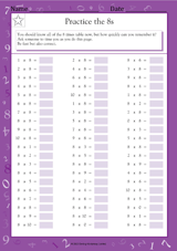 Multiplication Speed Trials: Practice the 8s