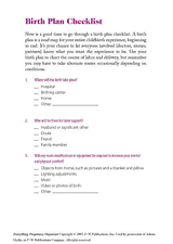 Birth Plan Checklist