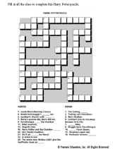 Sunday Crossword Puzzles on Free Printable Harry Potter Crossword Puzzles By Mario
