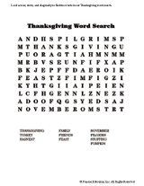 Thanksgiving Word Search Printable Activity