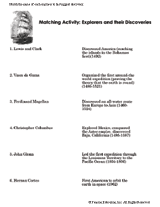 Matching Activity: Explorers and Their Discoveries