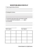 Homework Behavior Plan