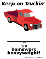 ''Keep On Truckin''' Homework Reward Certificate
