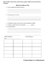 Homework Behavior Plan