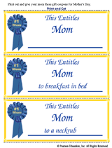 Printable Gift Coupons for Mom on Mother's Day