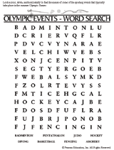 Olympic Events: Printable Word Search