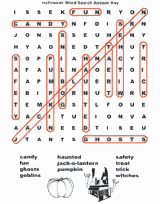 Spooky Word Search: Answer Key