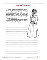 Harriet Tubman Writing Activity Printable (2nd - 3rd Grade