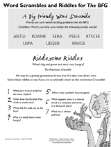 Word Scrambles and Riddles for The BFG