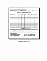 Paper-Load Evaluation Form