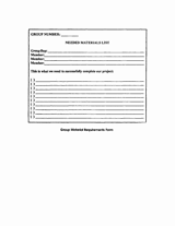 Group Material Requirements Form