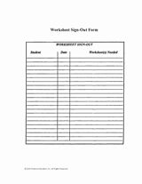 Worksheet Sign-Out Form