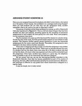 Assigning Student Homework (I)