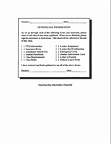Opening Day Information Checklist